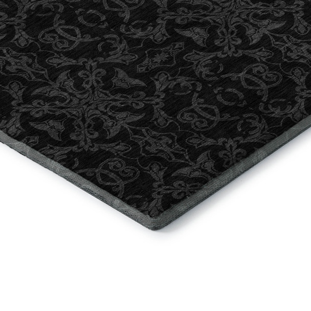 9' X 12' Gray And Charcoal Medallion Washable Area Rug With UV Protection