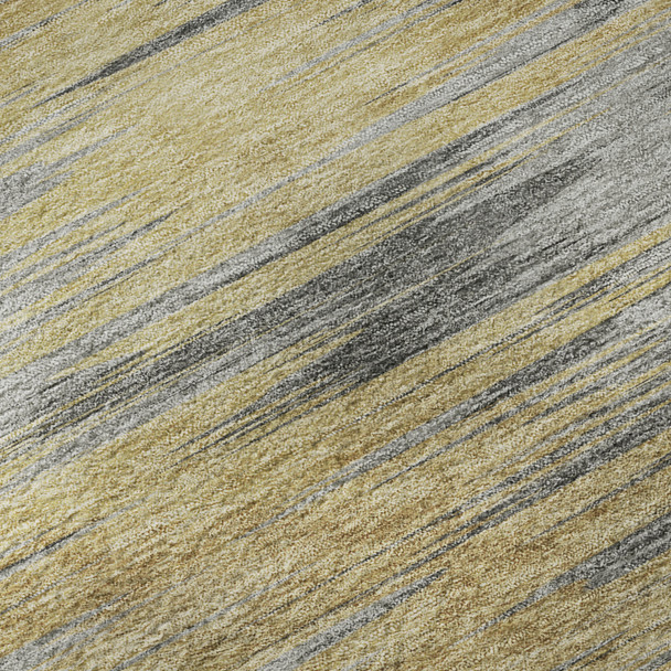 8' X 10' Gold And Gray Abstract Washable Area Rug With UV Protection