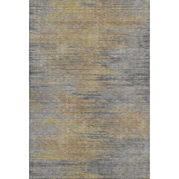 9' X 12' Brown Gold And Taupe Abstract Washable Area Rug With UV Protection