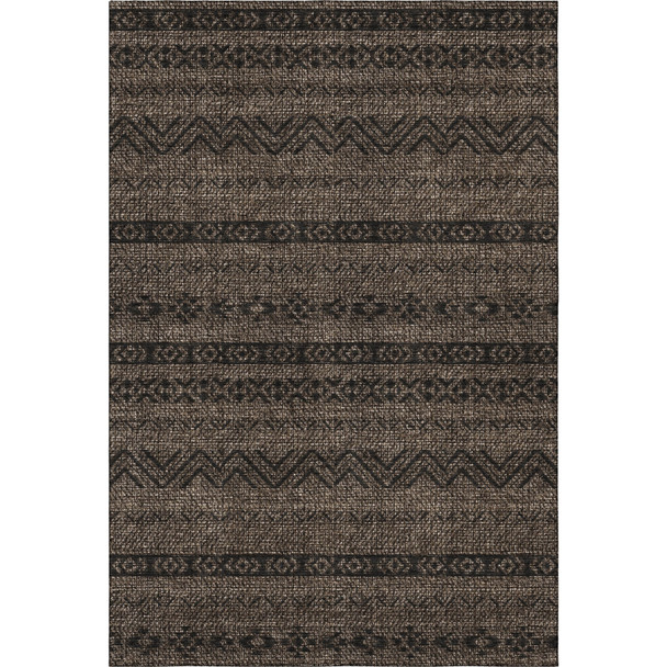 3' X 5' Chocolate And Gray Southwestern Washable Area Rug With UV Protection