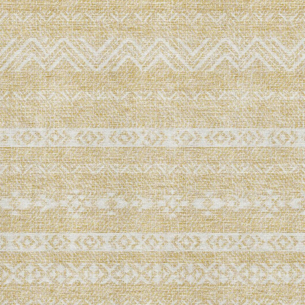 3' X 5' Gold And Beige Southwestern Washable Area Rug With UV Protection