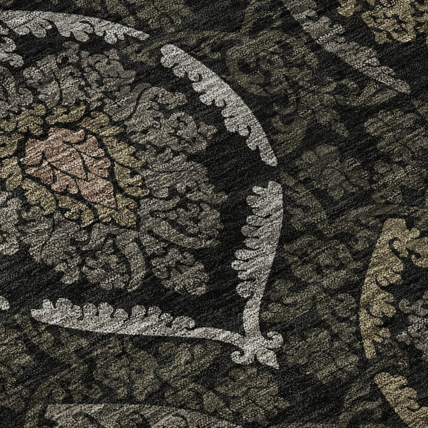8' X 10' Black Brown And Gray Medallion Washable Area Rug With UV Protection