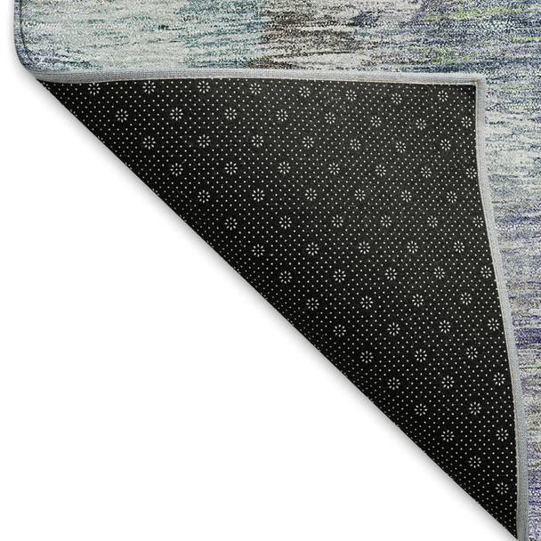 8' X 10' Green Purple And Gray Abstract Washable Area Rug With UV Protection