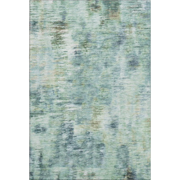 9' X 12' Teal Green And Ivory Abstract Washable Area Rug With UV Protection