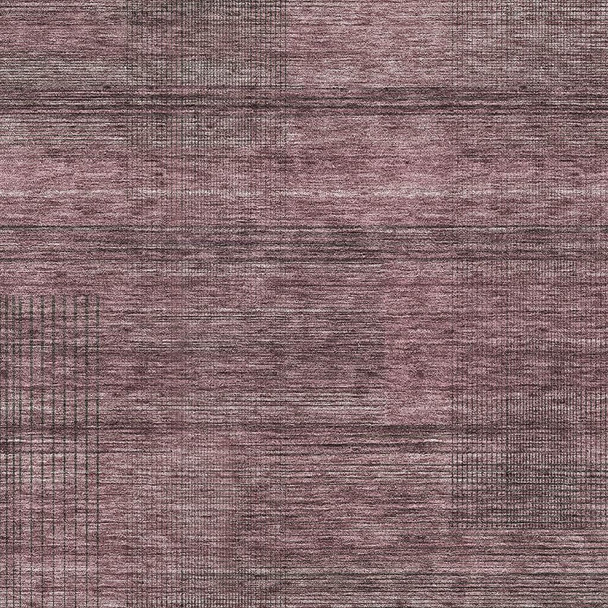 8' X 10' Merlot And Gray Striped Washable Area Rug With UV Protection