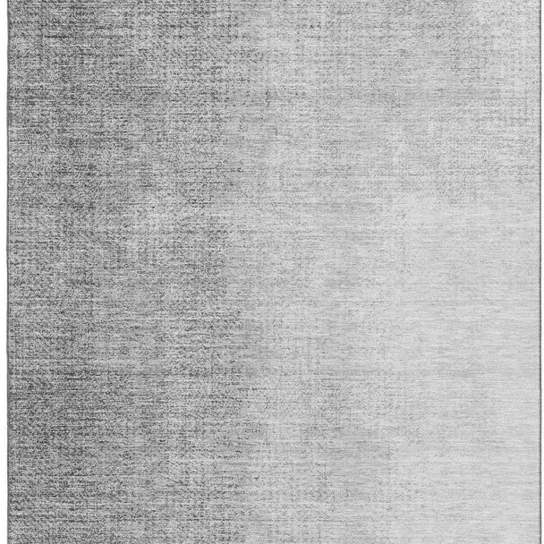 9' X 12' Gray And Silver Ombre Washable Area Rug With UV Protection