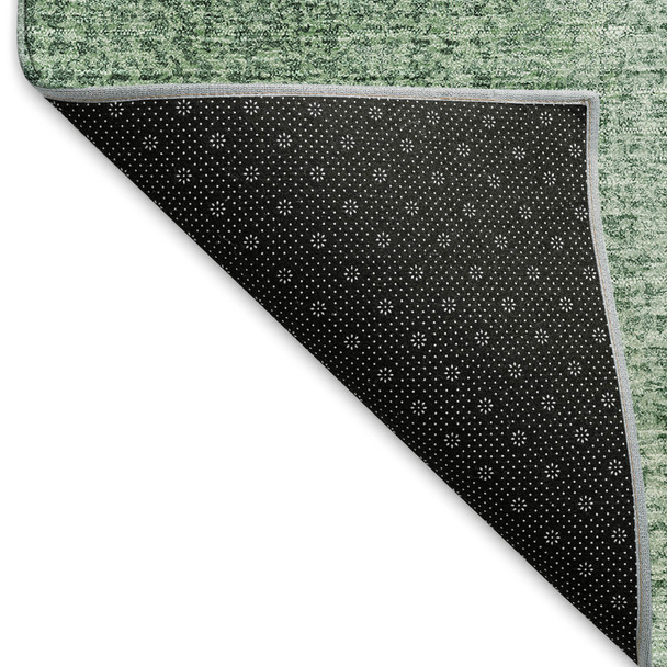 3' X 5' Green And Ivory Ombre Washable Area Rug With UV Protection