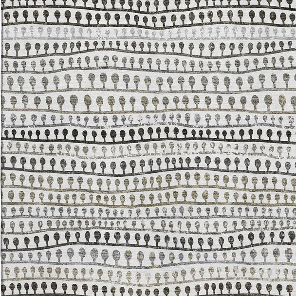 3' X 5' Ivory Brown And Gray Striped Washable Area Rug With UV Protection