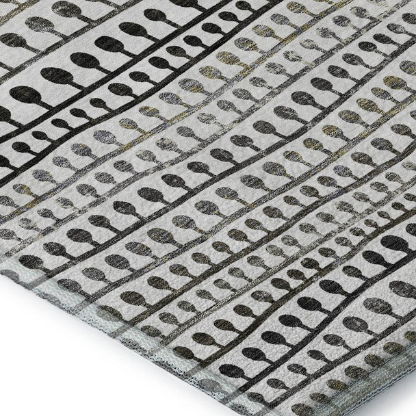 10' X 14' Ivory Brown And Gray Striped Washable Area Rug With UV Protection