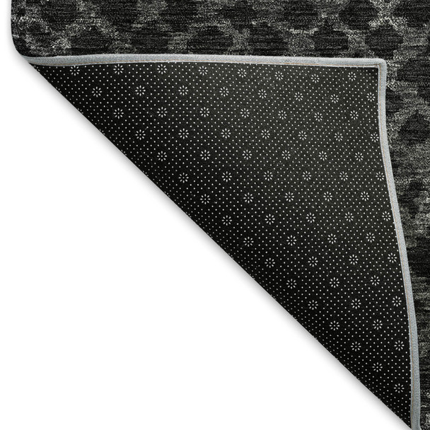 9' X 12' Charcoal And Ivory Abstract Geometric Washable Area Rug With UV Protection
