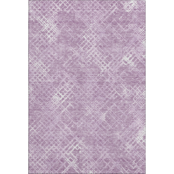 8' X 10' Lavender And Ivory Abstract Geometric Washable Area Rug With UV Protection
