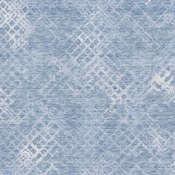 9' X 12' Sky Blue And Ivory Abstract Geometric Washable Area Rug With UV Protection