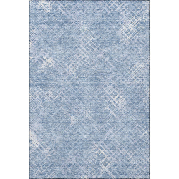 10' X 14' Sky Blue And Ivory Abstract Geometric Washable Area Rug With UV Protection