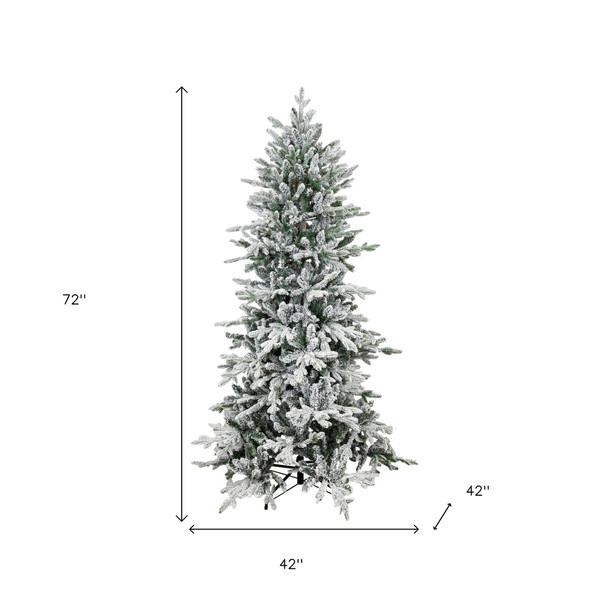 6' Slender Flocked Pine Christmas Tree