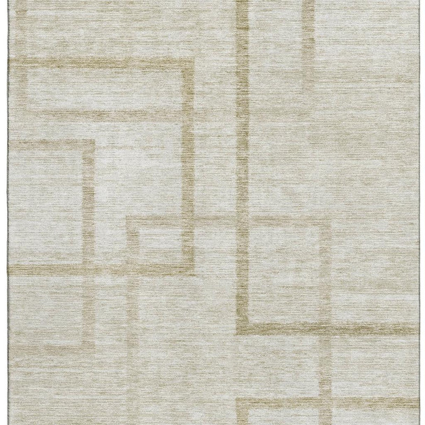 8' X 10' Beige And Taupe Geometric Washable Area Rug With UV Protection
