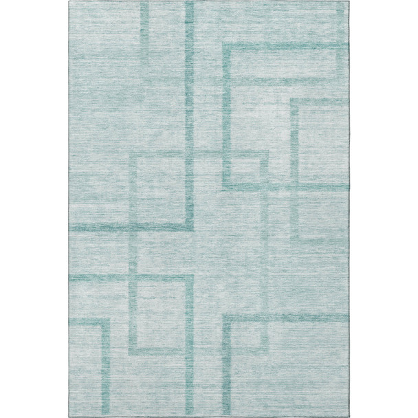 3' X 5' Teal And Ivory Geometric Washable Area Rug With UV Protection