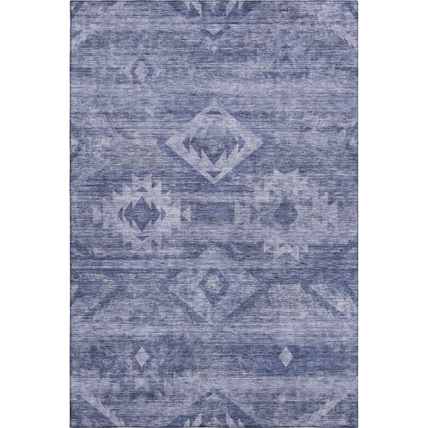 10' X 14' Navy Blue And Ivory Southwestern Washable Area Rug With UV Protection