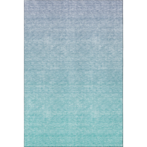 5' X 8' Sky Blue And Ivory Ombre Washable Area Rug With UV Protection