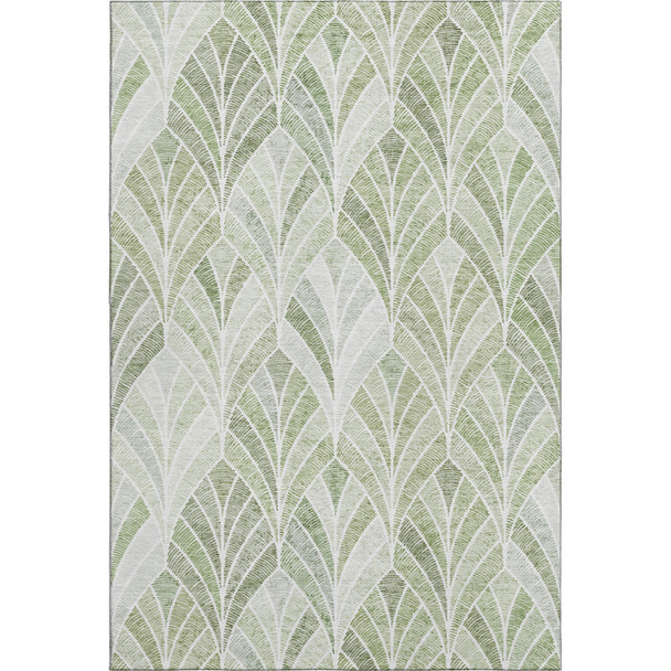 10' X 14' Sage And Ivory Geometric Washable Area Rug With UV Protection