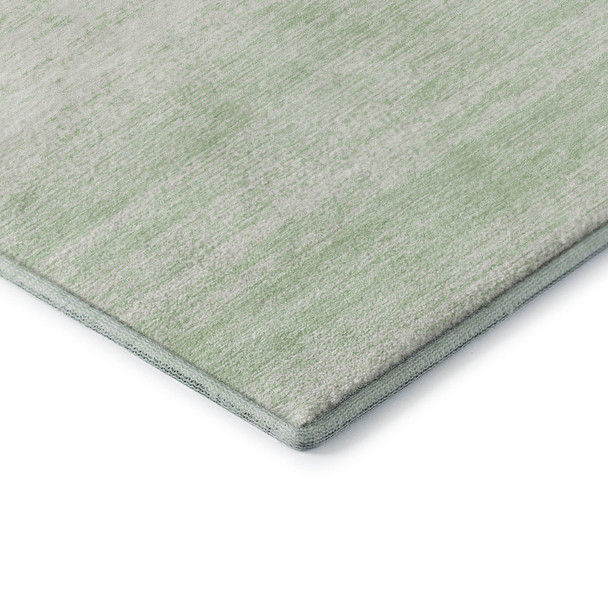 5' X 8' Mint Green And Ivory Striped Washable Area Rug With UV Protection