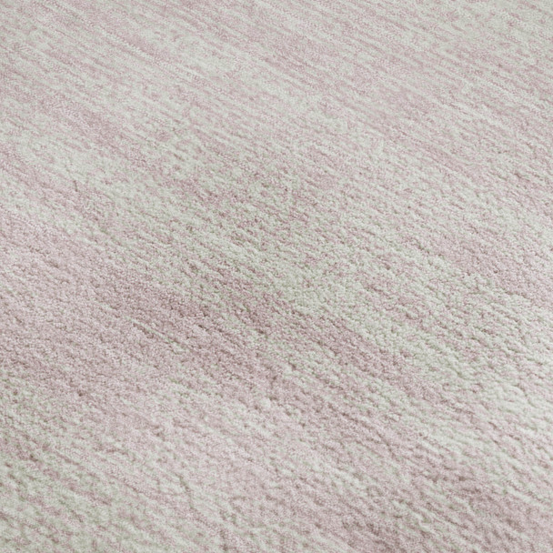 10' X 14' Pink And Ivory Striped Washable Area Rug With UV Protection