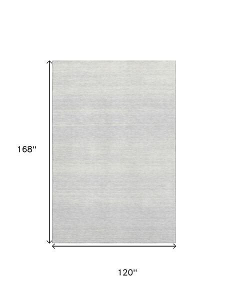 10' X 14' Silver And Gray Striped Washable Area Rug With UV Protection