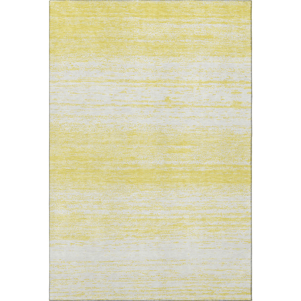 9' X 12' Yellow And Ivory Striped Washable Area Rug With UV Protection