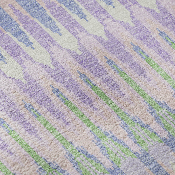 3' X 5' Lavender Pink And Green Southwestern Washable Area Rug With UV Protection