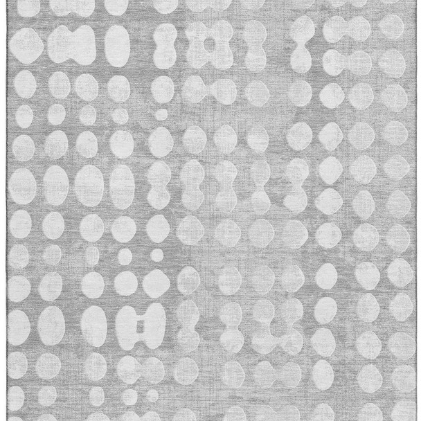 5' X 8' Gray And Ivory Polka Dot Washable Area Rug With UV Protection