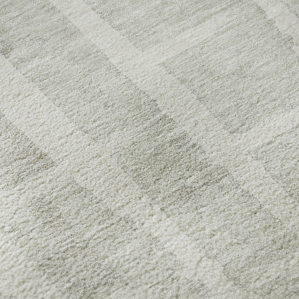 5' X 8' Ivory And Beige Striped Washable Area Rug With UV Protection