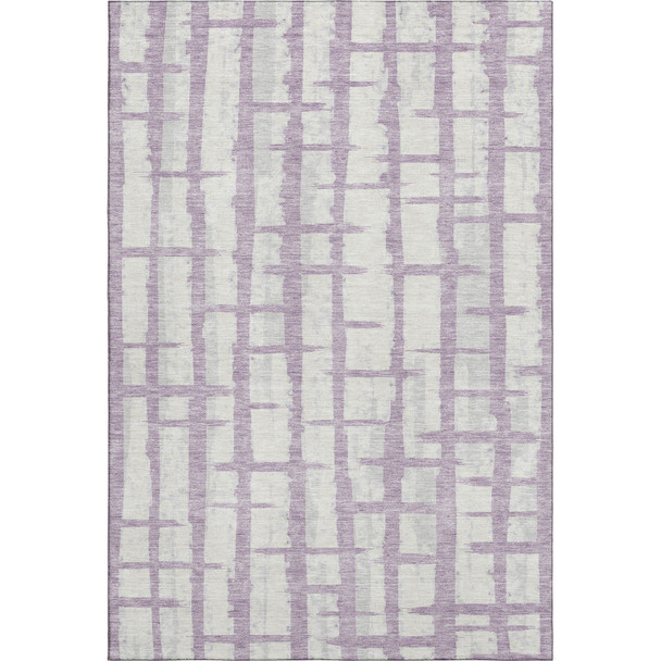 3' X 5' Lavender And Beige Striped Washable Area Rug With UV Protection
