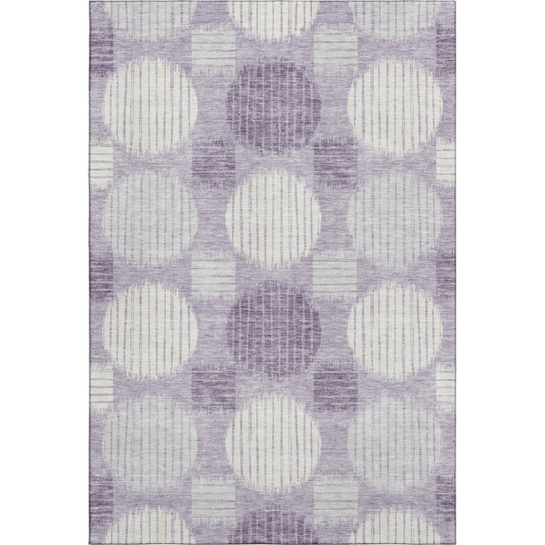 3' X 5' Purple Ivory And Gray Geometric Washable Area Rug With UV Protection