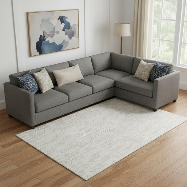9' X 12' Ivory And Beige Tribal Washable Area Rug With UV Protection