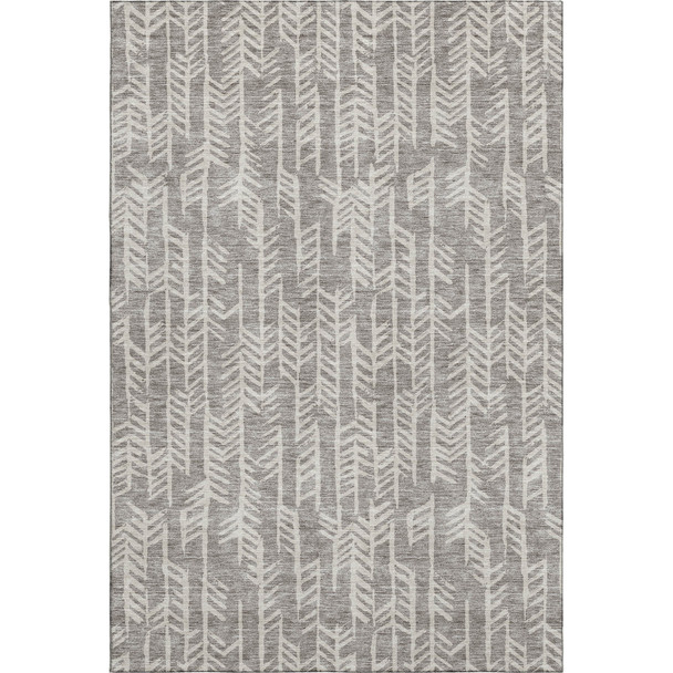 5' X 8' Taupe And Beige Tribal Washable Area Rug With UV Protection