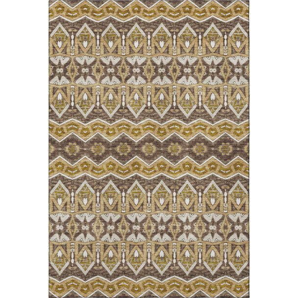 8' X 10' Gold Brown And Ivory Moroccan Washable Area Rug With UV Protection