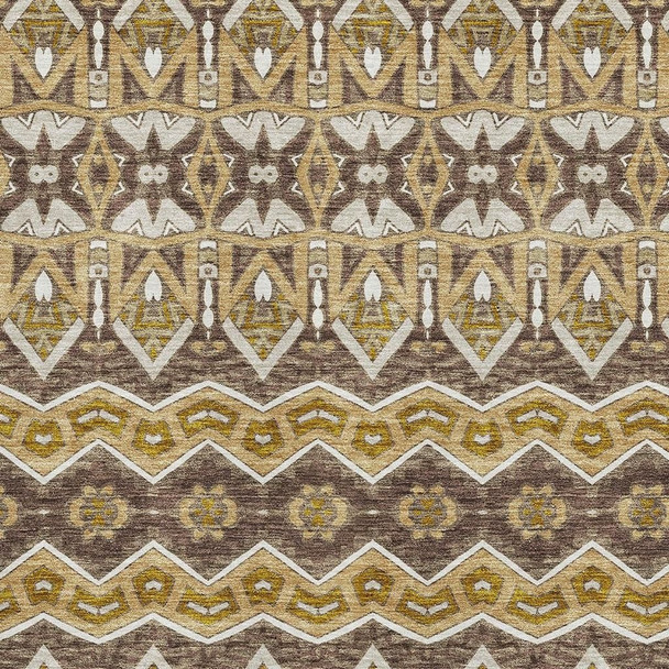 10' X 14' Gold Brown And Ivory Moroccan Washable Area Rug With UV Protection