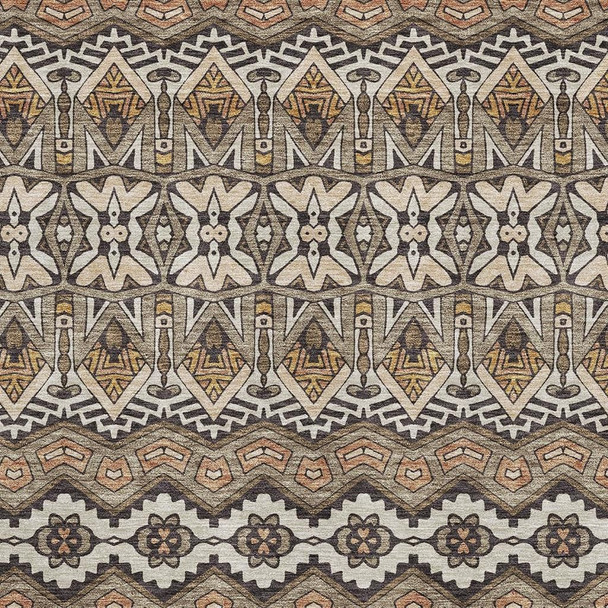 9' X 12' Taupe Beige And Copper Moroccan Washable Area Rug With UV Protection