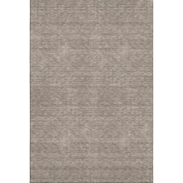 9' X 12' Brown And Ivory Abstract Geometric Washable Area Rug With UV Protection