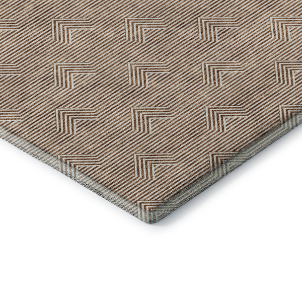 10' X 14' Rust And Ivory Abstract Geometric Washable Area Rug With UV Protection