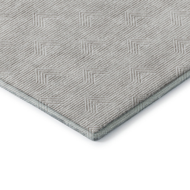 5' X 8' Taupe And Ivory Abstract Geometric Washable Area Rug With UV Protection