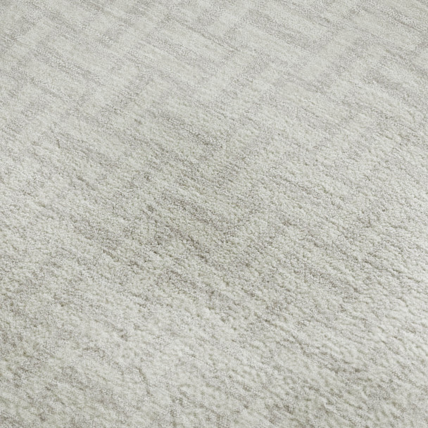 10' X 14' Ivory And Beige Geometric Washable Area Rug With UV Protection