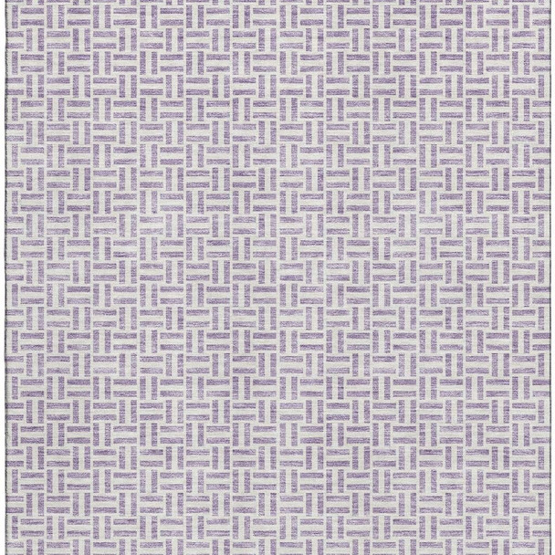 9' X 12' Lavender And Ivory Geometric Washable Area Rug With UV Protection