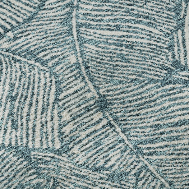 9' X 12' Teal And Ivory Floral Washable Area Rug With UV Protection