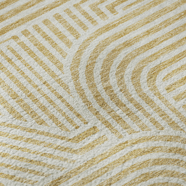 9' X 12' Gold And Ivory Abstract Geometric Washable Area Rug With UV Protection
