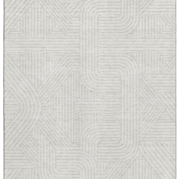10' X 14' Ivory And Beige Abstract Geometric Washable Area Rug With UV Protection