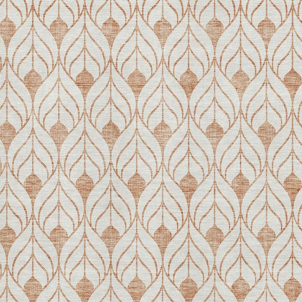 8' X 10' Salmon And Ivory Geometric Washable Area Rug With UV Protection