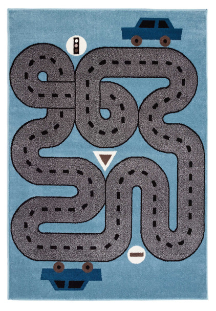 2' X 3' Blue Transportation Youthful Washable Area Rug