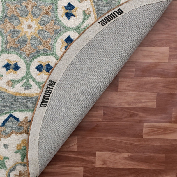 5' Brown And Gray Wool Medallion Hand Tufted Round Rug