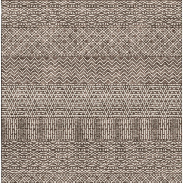10' X 14' Brown And Beige Striped Washable Area Rug With UV Protection