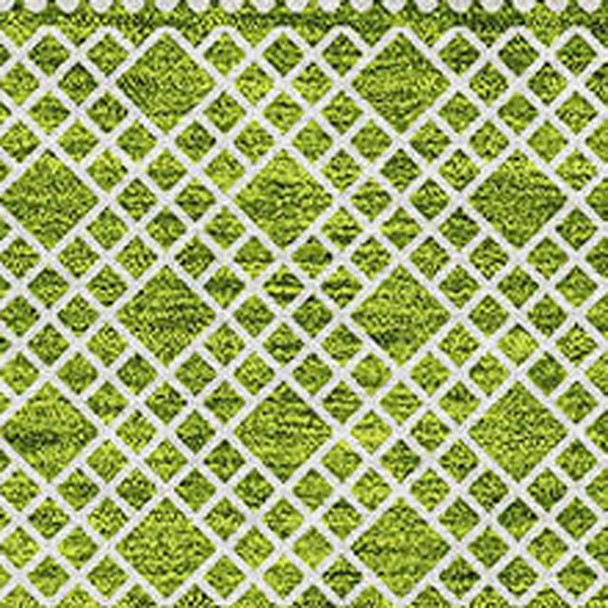 3' X 5' Lime Green And Ivory Striped Washable Area Rug With UV Protection